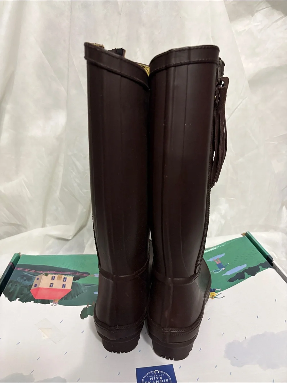 Joules Dark Brown Rain Boots size US 7 NWT